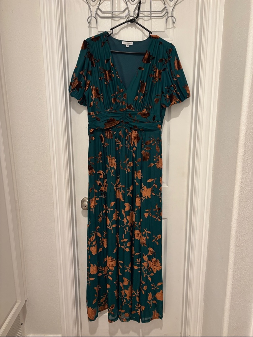 Baltic Born Teal Maxi Dress with Rust Floral Print